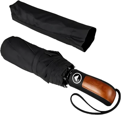Guarda Chuva Automático Preto Médio Reforçado 8 Varetas Compacto Resistente ao Vento Sombrinha Portátil Proteção UV Moderno