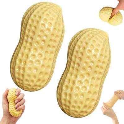 2 x Squishy Peanut, Jouet de compression lent à forme d'amande, boule anti-stress, jouet sensoriel fidget, mini squishy pour décompression