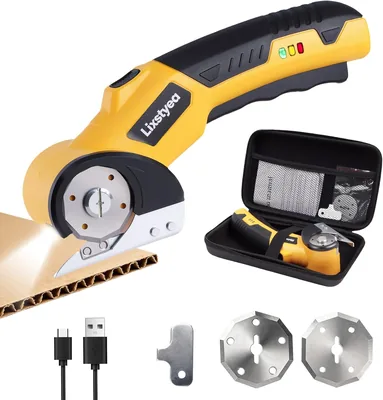 4,2 V Elektrische Kartonschere - 320 U/min Schneiden mit Sicherheitsverriegelung, LED-Beleuchtung, Elektrische Schere für Karton