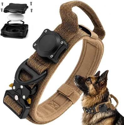Collar para Perro JZCQZCXB con Soporte para AirTag, Diseño Reflectante y Acolchado de Cuero