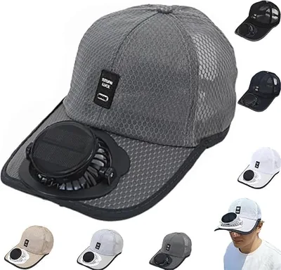 Solar Rechargeable Hat with Fan - 3 Speed USB Charging Baseball Cap