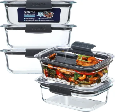 Sistema Brilliance Glass Meal Prep Containers 750ml 5 Pack