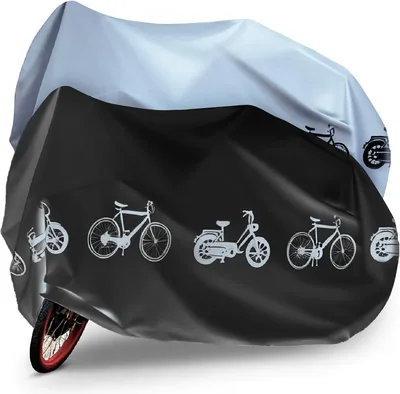 2 x Funda de Bicicleta Resistente al Agua y Anti-UV con Bolsa, Negro Plata