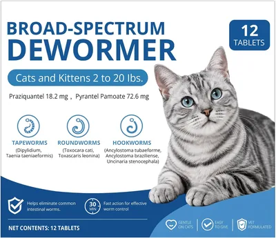 Pyrantel Pamoate & Praziquantel Dewormer for Cats & Kittens (2-20 Ibs)