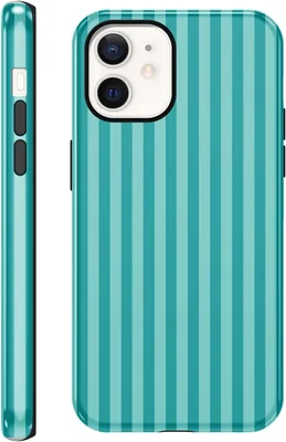 Yirlbey Striped Mobiltelefon Case för iPhone 12 Pro/12, 6.1 tomm, Sommarteal Strängmönstring