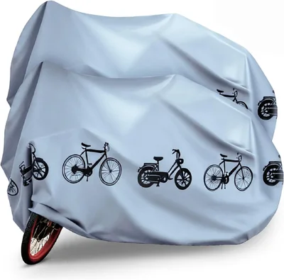 2 Fundas para Bicicleta Resistentes al Agua y Anti-UV con Bolsa, Plata | Cubierta Exterior e Interior