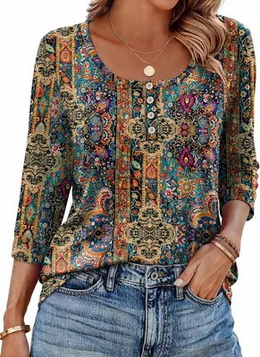Ekouaer 3/4 Sleeve Women Blouse - 50% Off