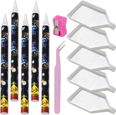 ESUOHYM 5 Wax Pencil Art Tools with Diamond Trays