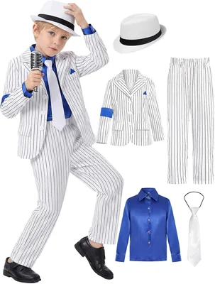 Kids Pinstripe Suit Costume Set - Boys Halloween Outfit