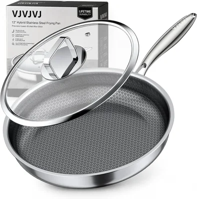 12 Inch Stainless Steel Hybrid Skillet with Lid