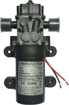 CYBERNOVA 24V DC, 100PSI, 4.0L/m Högtrycksdiafragmpump, självprimande vattypump, Irrigationspump för fogkylning/trädgård