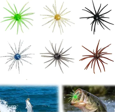 Multi-Color Sea Urchin Fishing Lures 6Pcs TPR Swimbait Glitter Bait Best Deal