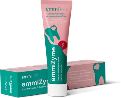 emmi-pet emmiZyme Zahnpflegegel für Hunde & Katzen 75 ml | Enzymatische Zahnpflege mit Rindfleischgeschmack, vegan, f