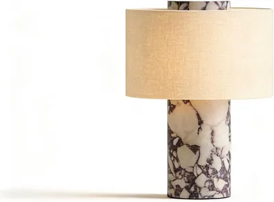 Marble Luxury Stone Rechargeable Table Lamp - Cylindrical Shape