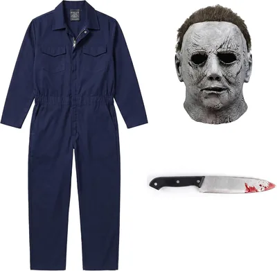 Michael Myers Mask Costume with Toy Knife - Halloween Cosplay