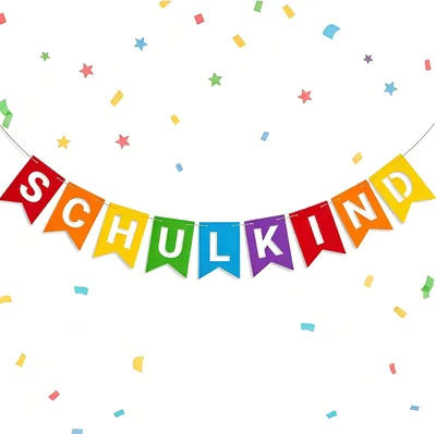 Farbenfrohe Schuldekoration, Garlands für den ersten Schultag für Jungen und Mädchen