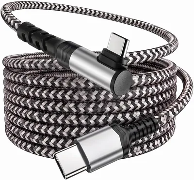 كابل شحن Type C فائق السرعة: 3.3 قدم/6.6 قدم كابل شحن Nylon مقوى Type C بزاوية 90 درجة C إلى C