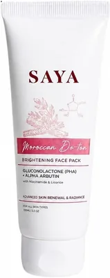 SAYA Moroccan De-Tan Face Pack 70g | Advanced Tan Removal & Skin Brightening | Gluconolactone (PHA),