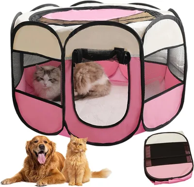Valla Portátil para Gatos y Perros, Valla Plegable para Mascotas Pequeñas | Tela Oxford Impermeable con Malla Transpirable, I