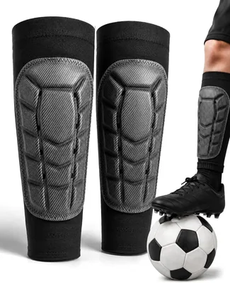 PU Shock Core Football Shin Pads - Breathable Mesh