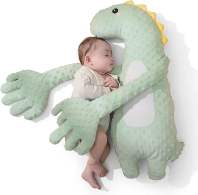Cuscino Baby Caress, Forma Dinosauro Aiuto Sonno con Timer Touch Delicato Cuscino Calmante Intelligente per Bambini, Verde