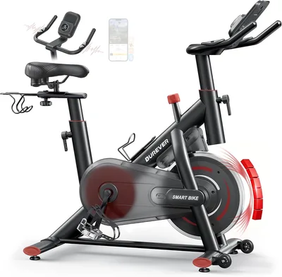 Burever Bicicleta Estática 2026 con Pantalla Táctil LCD, Lentes Personalizables, Portador de Pesas y Portacúpulas