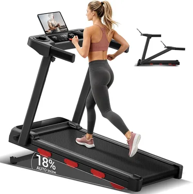 Tapis de marche LONTEK à inclinaison automatique 18% | Treadmill pliable 12KM/H avec affichage LED, 3.0HP silencieux