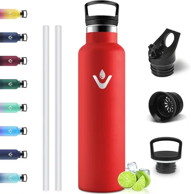 Botella de Agua Motswedi de Acero Inoxidable, 1000 ml Libre de BPA, Botella Térmica con Paja y 2 Tapas