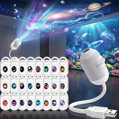 LMIX Veilleuse Projecteur Galaxie 2 en 1 Holographique 5D Plug and Play HD Star Smart Dynamique Plafond Projecteurs Lampe 360° - Meilleur Prix