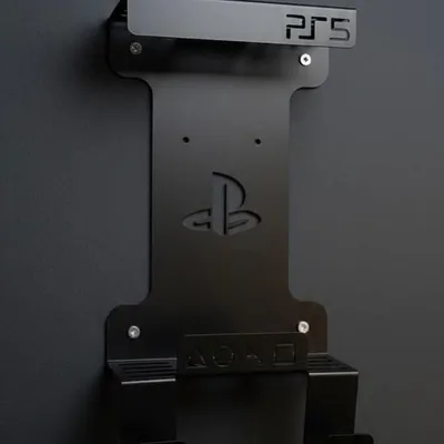 حامل جداري معدني مقوى متوافق مع PS5 فات - يحمل 2 دروع، مثبت على الجدار، يتحمل حتى 5 أرطال