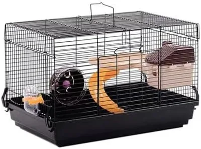 Hamster Cage with Accessories, Black Wire
