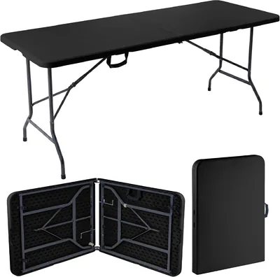 MAGMALIFE Mesa Plegable De Plástico Rectangular, 180 cm De Largo, para Interiores y Exteriores, Colo