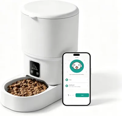 Hwdjctc Automatic Pet Feeder - 6 Meal WiFi Remote