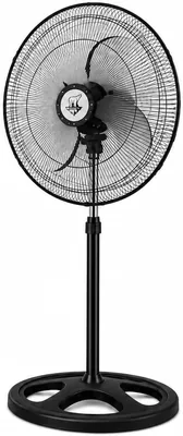 Ventilador de Pie Industrial OSO 18 pulgadas 80W | 3 Velocidades | Oscilación Horizontal 90° | Altura Ajustable | Lámina de Metal | Cable