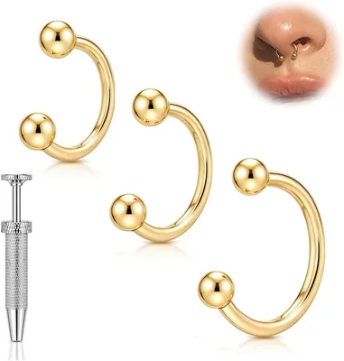 16g Septum Ring with Tool - Hypoallergenic Horseshoe Nose Ring Best Deal