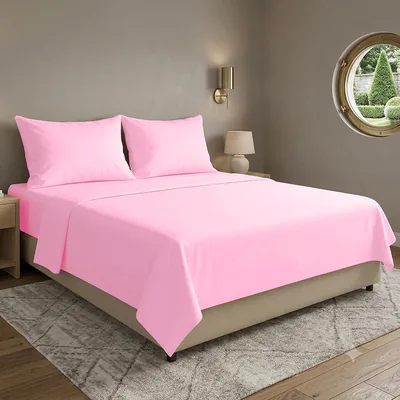 Set di lenzuola in microfibra per letto matrimoniale o singolo (Rosa, Matrimoniale)