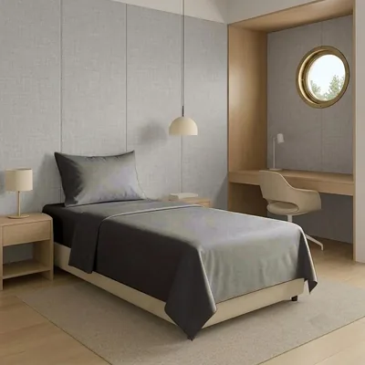 Setto per letto in microfibra (Grigio, Singolo) | Set completo con lenzuolo sotto, lenzuolo sopra angolato e federe
