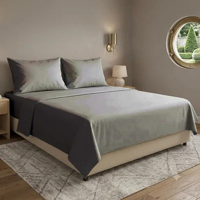 Set di lenzuola in microfibra per letto matrimoniale e singolo (Grigio, Matrimoniale)