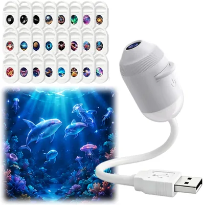 HD Smart Dynamic 5D Holografisches Nachtlicht-Projektor, Galaxienprojektor, Plug & Play HD 2-in-1 Stern, USB-G