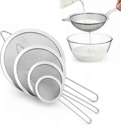 Fine Mesh Stainless Steel Strainers 4 Pcs Sieve Set - Best Deal