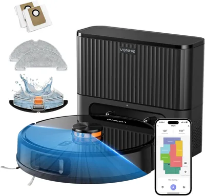 VONKO S6 Pro Roboterstaubsauger mit Wischfunktion und Aufbewahrungsstation, 8000 Pa Saugleistung, LiDAR 2.0 Lasernavigation, 1