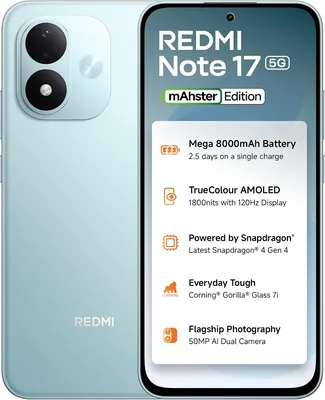 रेडमी नोट 17 5G (आर्कटिक ब्लू, 6GB रैम, 128GB रोम) | 8000mAh बैटरी + 45W फास्ट चार्जिंग* | 6.99 इंच 120Hz ट्रूकलर AMOLED