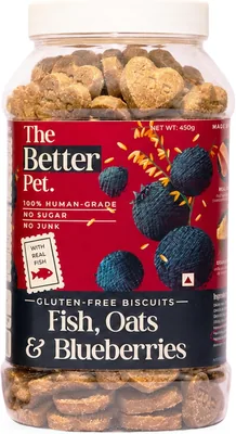 The Better Pet's Fish, Oats & Blueberries 100% Gluten-Free Dog Biscuits 450g - सर्वश्रेष्ठ सौदा