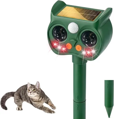 2026新登場 猫よけ対策 超音波ねこよけ 野良猫撃退 屋外動物撃退器 5撃退モード Type-C充電＆ソーラー充電 | 赤白LEDフラッシュ+鳥の鳴き声