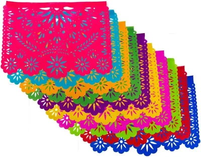 Papel Picado Encanto Multicolor de Plástico, 10 Tiras de 50 m | Decoración Mexicana, Papel Picado