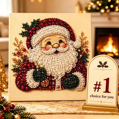Kit de arte de pintura de diamantes de perlas de Navidad con marco, abalorio de perlas para adultos principiantes - Mejor Oferta