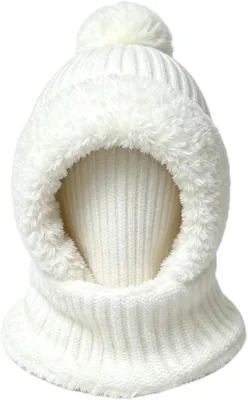 Tekuzlo Fuzzy Knit Winter Hat Neck Face Cover