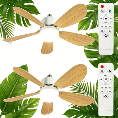 Ventilateur de Plafond avec Lumière et Télécommande - 2x E27/E26 40W Lampe LED Dimmable