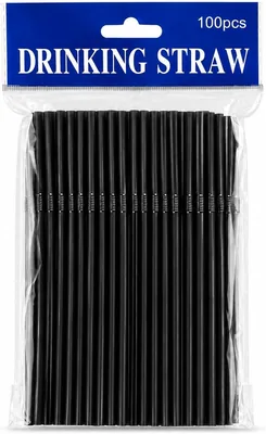 100 Pcs Black Straws Reusable 21cm - Cocktail Craft Straws