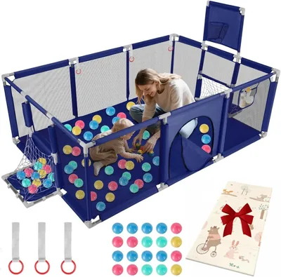 Corral para Bebés con Parque y Tapete, 230x122x105 cm, 20 Bolas Oceánicas